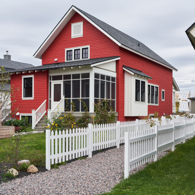 Alley red house