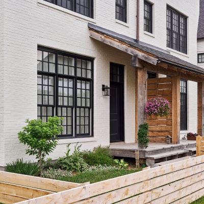 White Brick Townhouse Front Garden